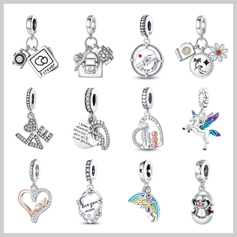 STYFNE 925 Sterling Silver Charms – Skates, High Heels, Sun Moon Stars, Travel Themes For Bracelets & Necklaces