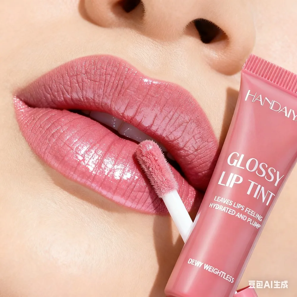 Brillo labial nacarado color café oscuro, aceite labial hidratante, laca labial con efecto espejo, labios brillantes y voluminizadores, maquillaje de larga duración._voghion.com