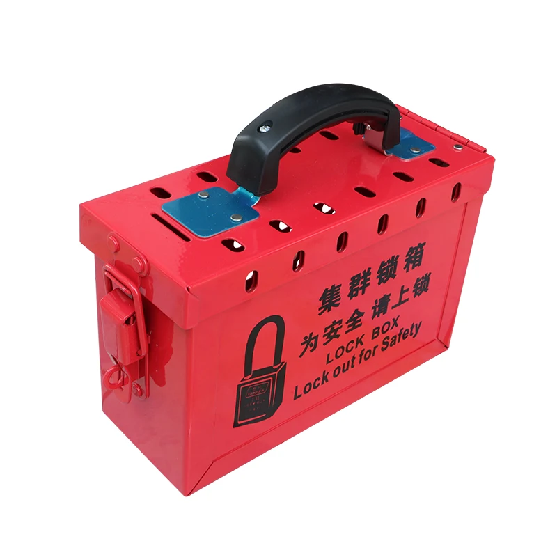 Metal Portable Red Group Lock Box Large-sized Equipment Multiple Multipoint Conctrol Co-management LOTO Safety Lockout Device