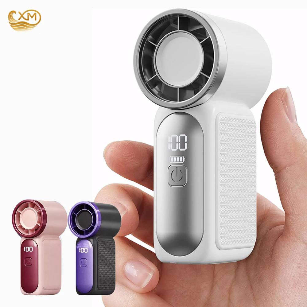 Compact Rechargeable Mini Fan with LED Display - Ideal for Travel, Makeup, and Outdoor Use