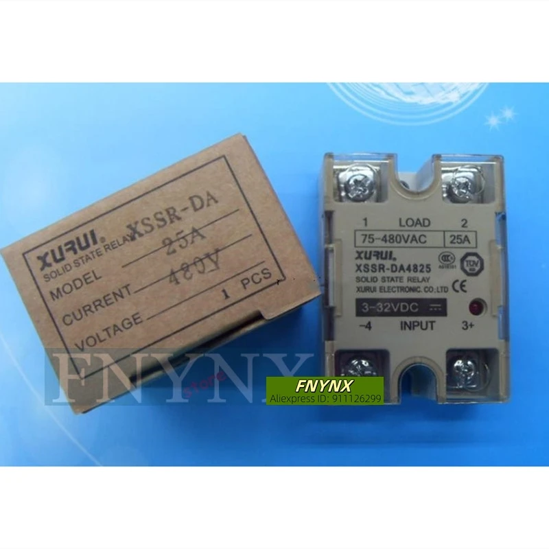 5PCS New Original XSSR-DA4825 75-480VAC/25A Single-phase AC Solid-state Relay FNYNX Store