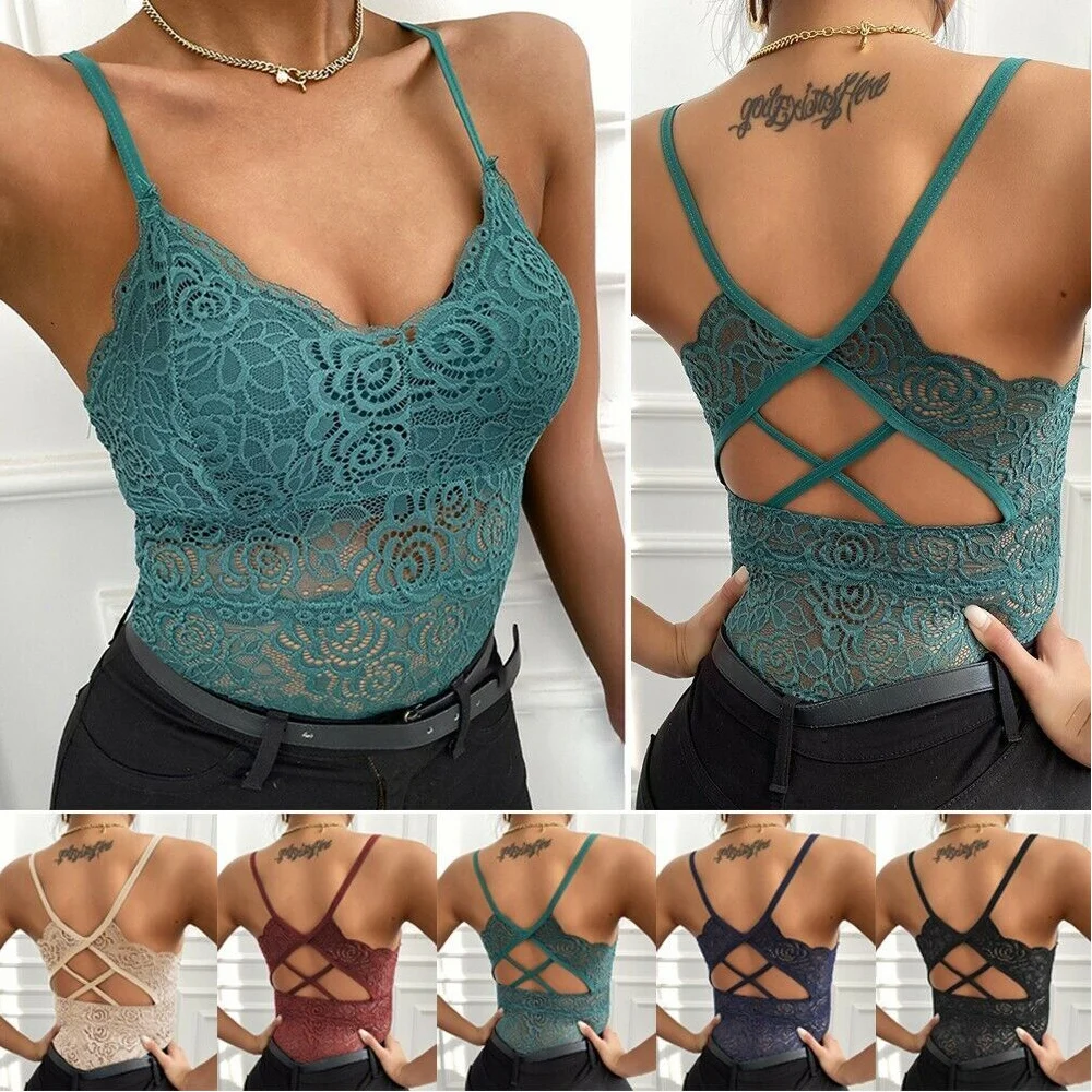 

Women's V Neck Lace Bralette Bralet Bra Daily Crop Top Camisole Cami Vest Tank High Quality Sexy Attractive Clothing 2023