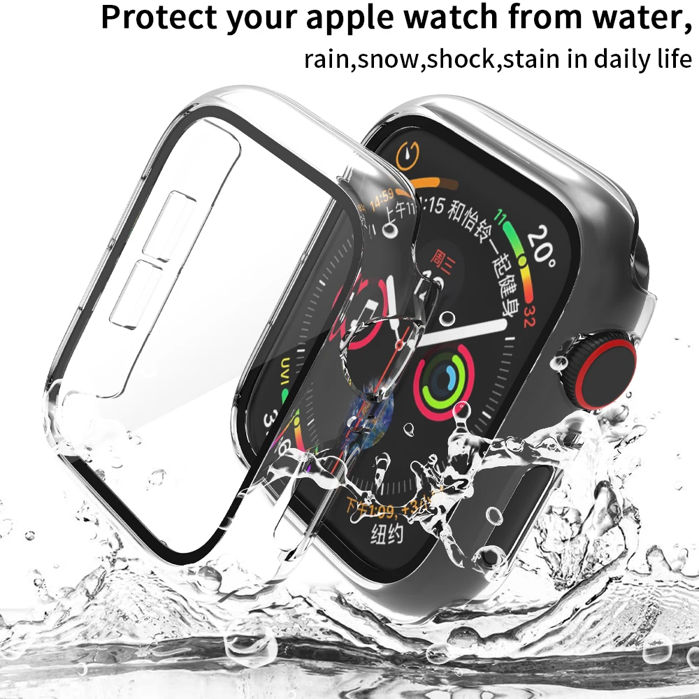 Vidro + caso de proteção apple assistir caso série 9/8/7 41mm 45mm pára-choques para iwatch se654 321 42mm 38mm 40mm 44mm protetor ultra/ultra2 49mm capa