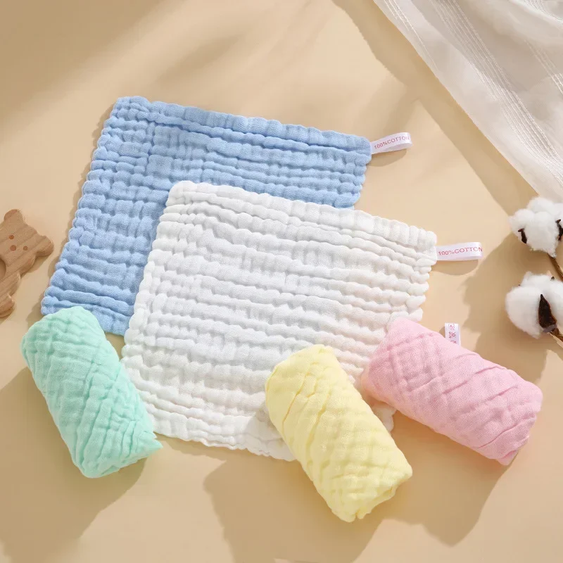 1/3/5 Pcs HighPlain Gauze Square Towel Baby Drool Towel Six Layer Pure Cotton Face Wash and Buttocks Children's Small Towel