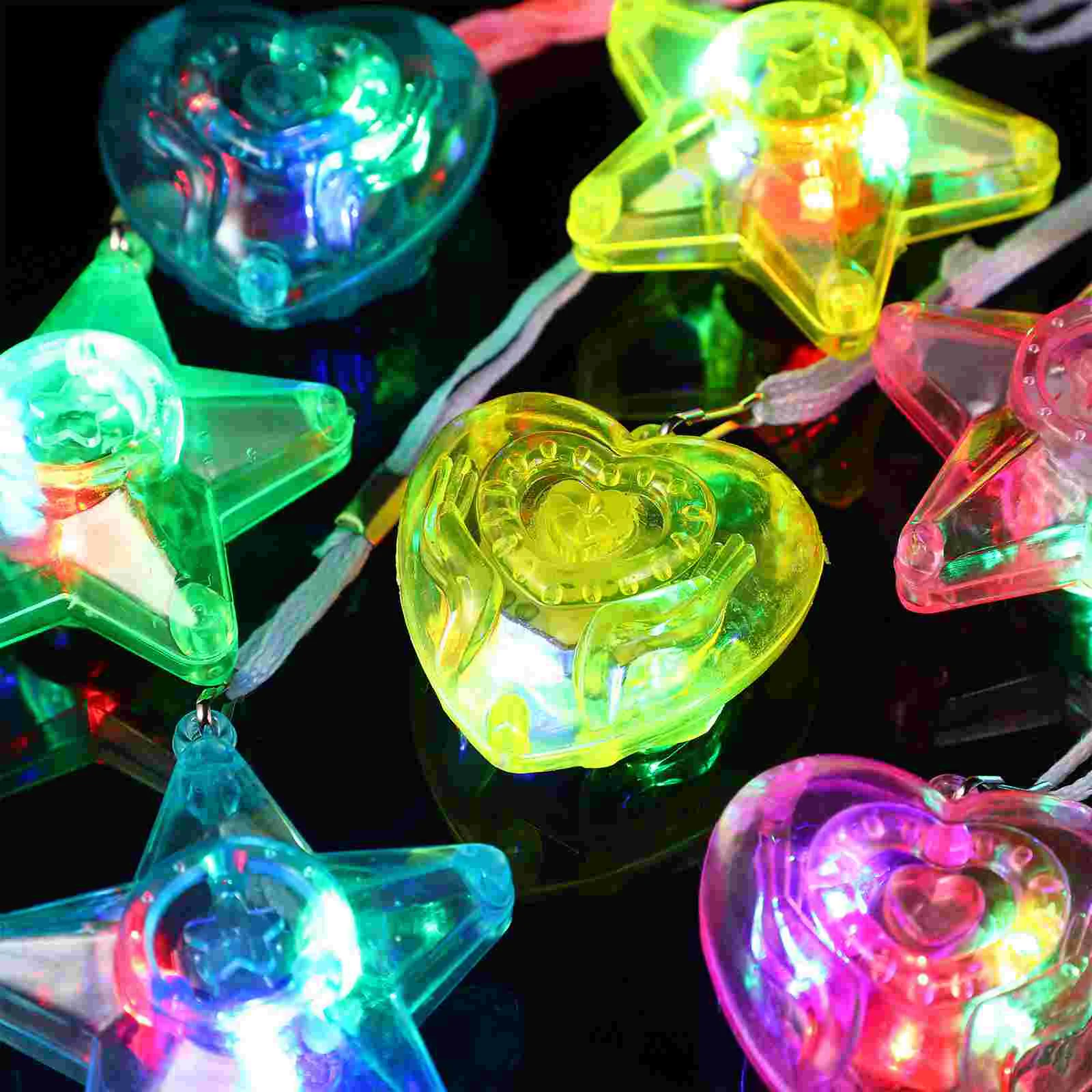 Star Heart LED Light Up Necklaces For Kids Adults Sparkle Plastic Neck Chains Shining Pendant Kids Party Favors