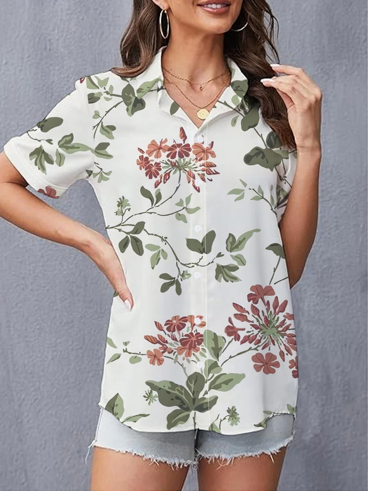 

Гавайская пляжная рубашка для отдыха, стильная женская рубашка с 3D Цифровым принтом, уличная мода, рубашка с короткими рукавами и лацканами