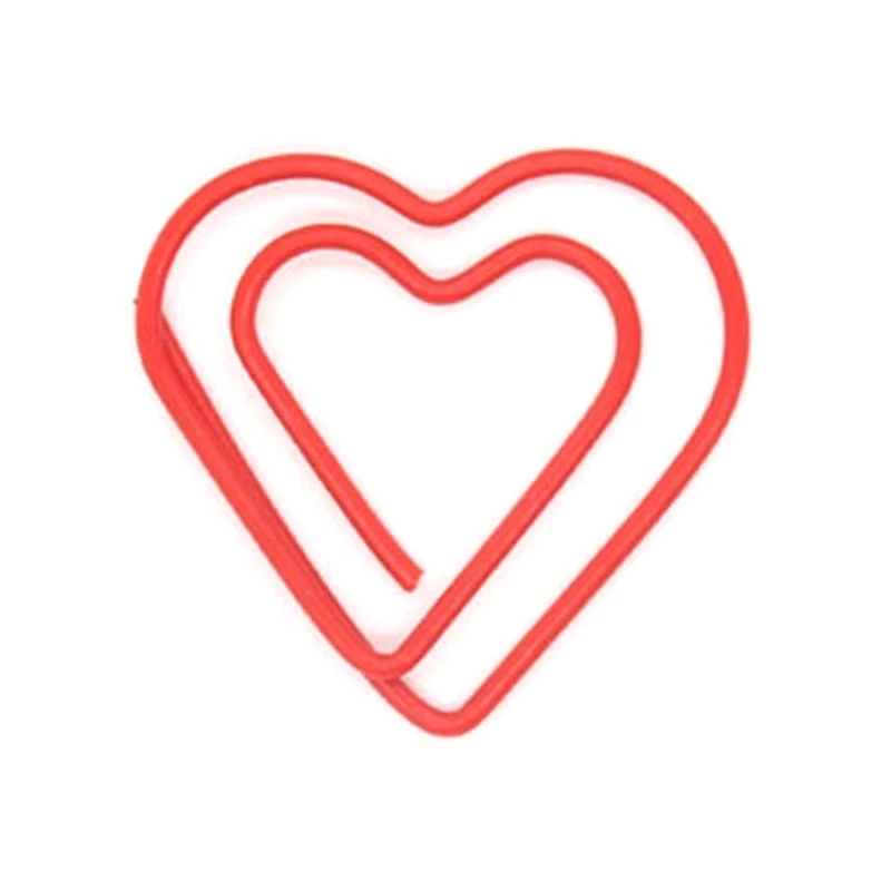

J6PA 100Pcs Heart Paper Clips Small Metal Bookmarks Office Supplies