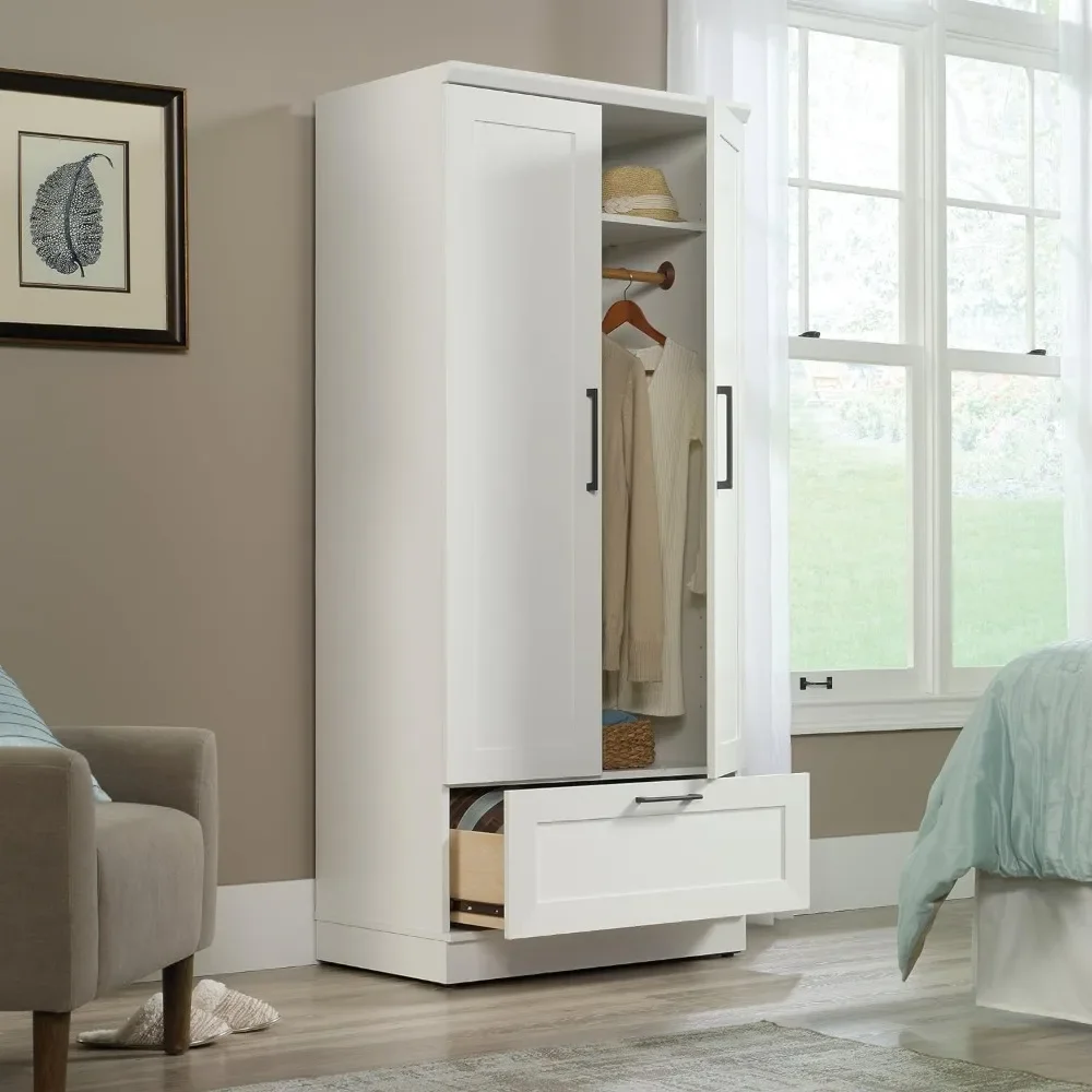 Sauder HomePlus Wardrobe/Pantry cabinets, L: 29.06" x W: 20.95" x H: 71.18", Soft White finish 4