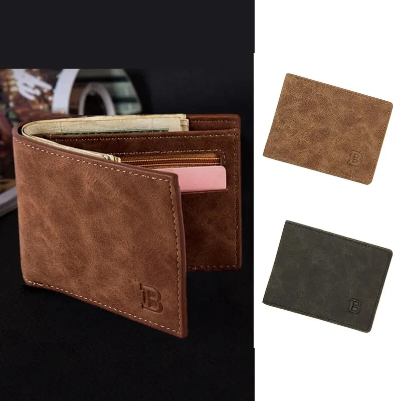 Short Wallet Men Matte Retro Multifunctional Simple Large Capacity Multi Card Slot