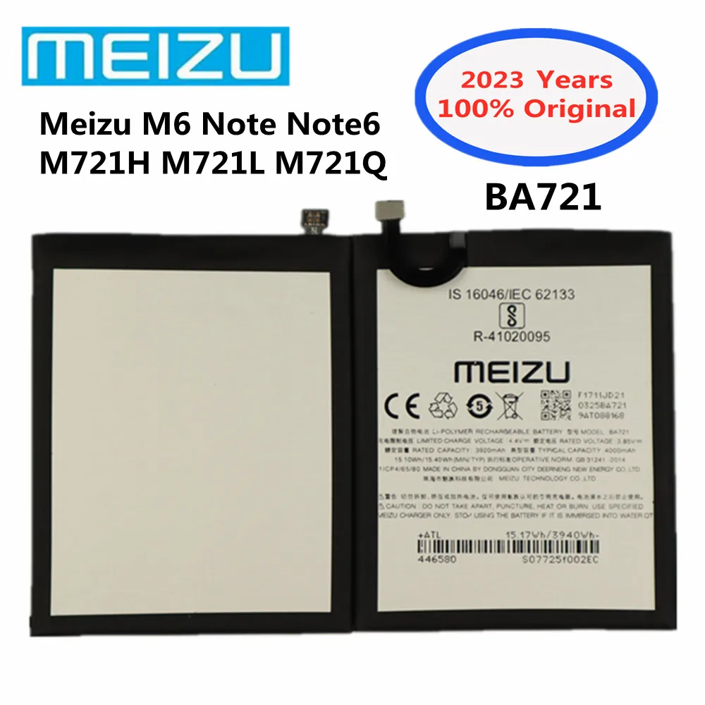 

2023 New 100% Original 4000mAh BA721 Battery For Meizu M6 Note Note6 M721H M721L M721Q BA721 High Quality Phone Battery In Stock