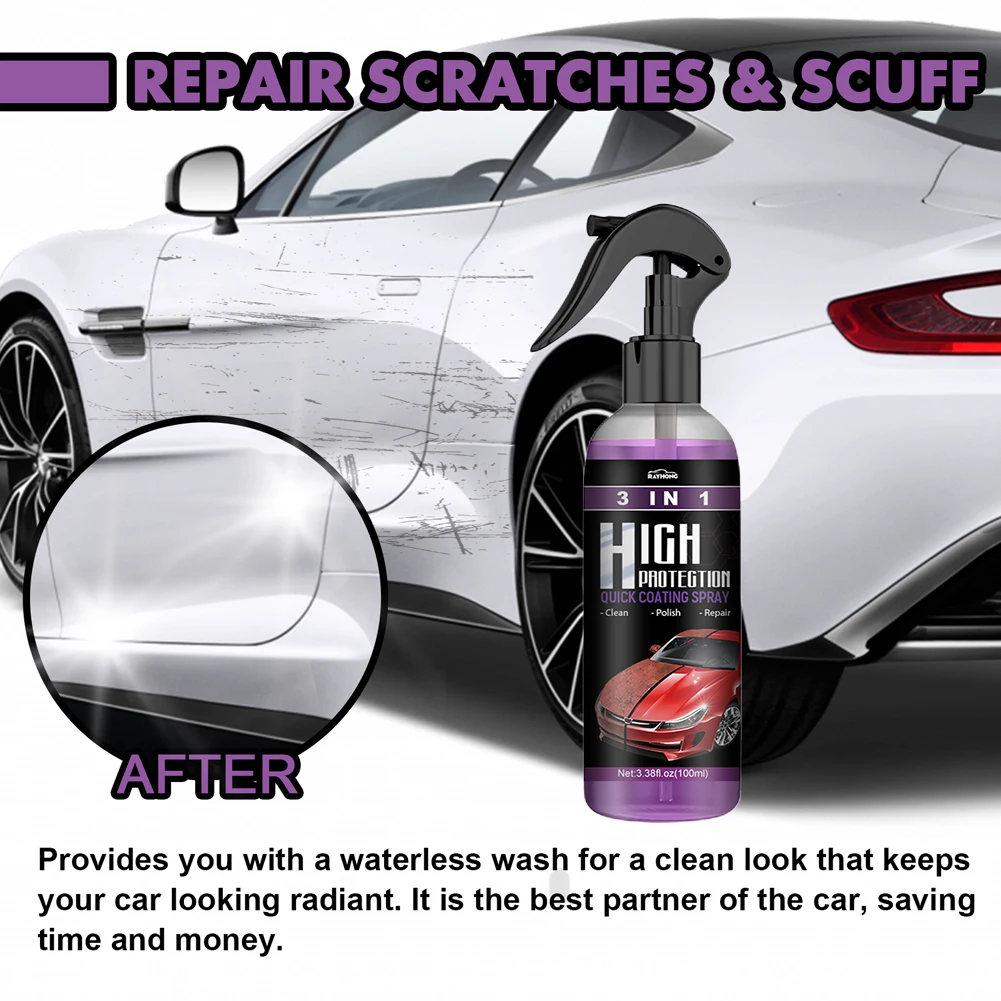 3In1 Ceramic Coating Spray 100ML Car Shield Coating Paint Repair Exterior Restorer