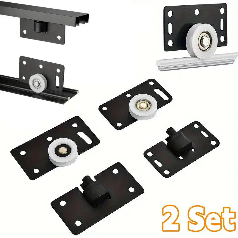 Wardrobe Sliding Door Roller Cabinet Pulley Cupboard Casters Closet Sliding Doors Wheel Aluminum Rail Runners Hardware 2 Set