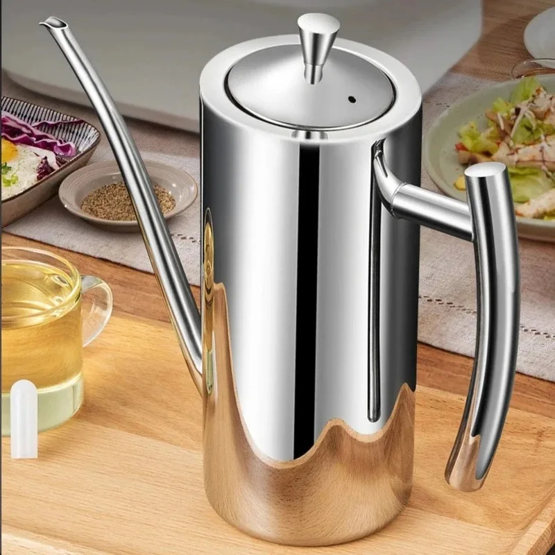 Oil Storage Container 304 Stainless Steel Kitchen Oil Tank Sauce Vinegar Drip-Proof Dust-Proof