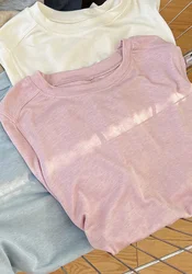 Silk Wool Blend Long Sleeve Top - Soft & Lightweight Solid Color for Spring & Summer Women (Pink)