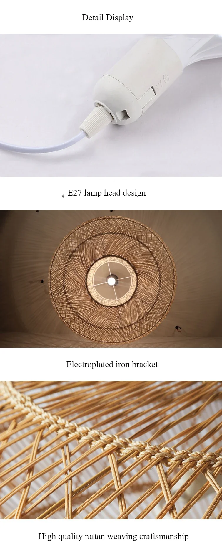SANDYHA Japanese Rattan Pendant Light 5