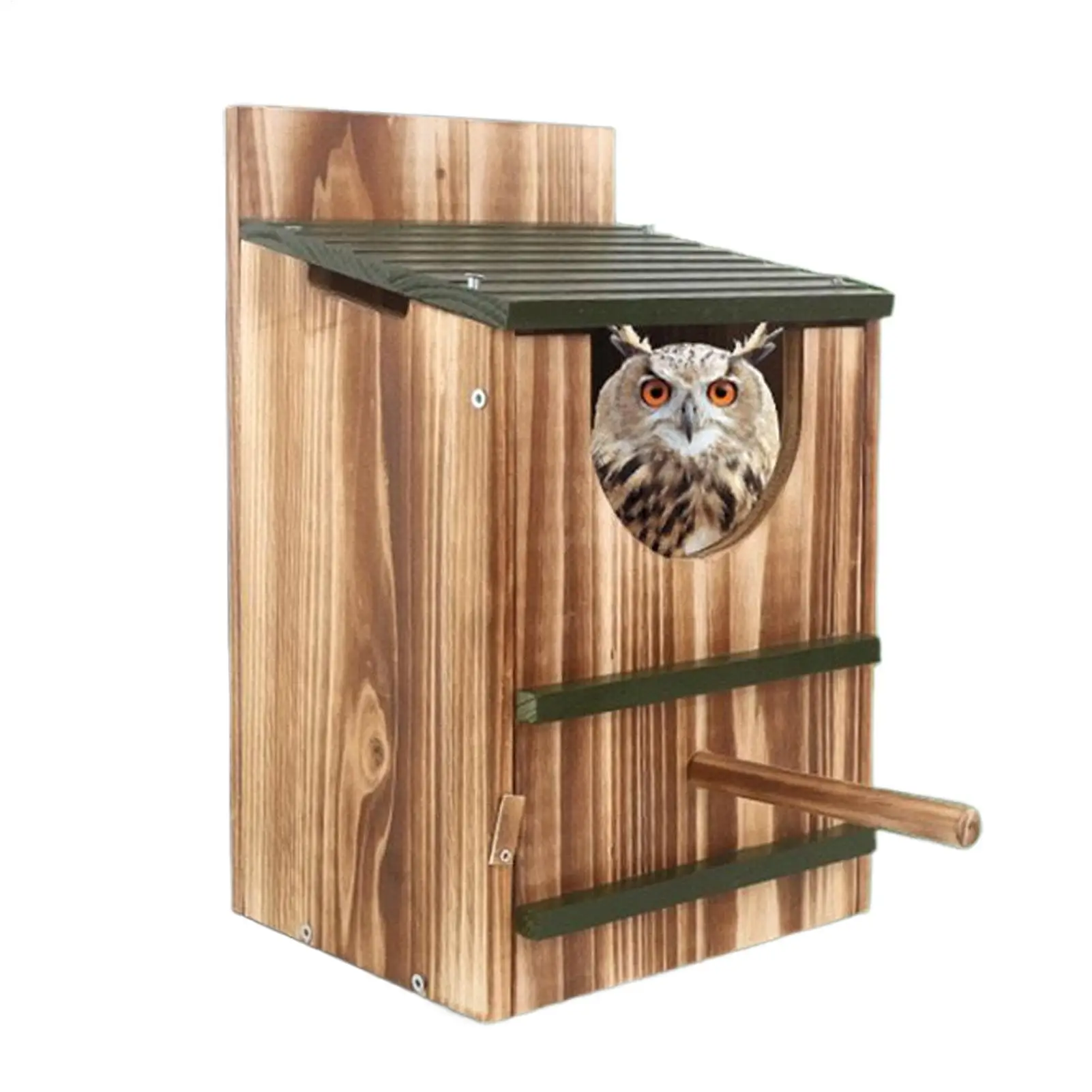 Waterproof Carbonized Wooden Owl & Bird Shelter Nesting Box