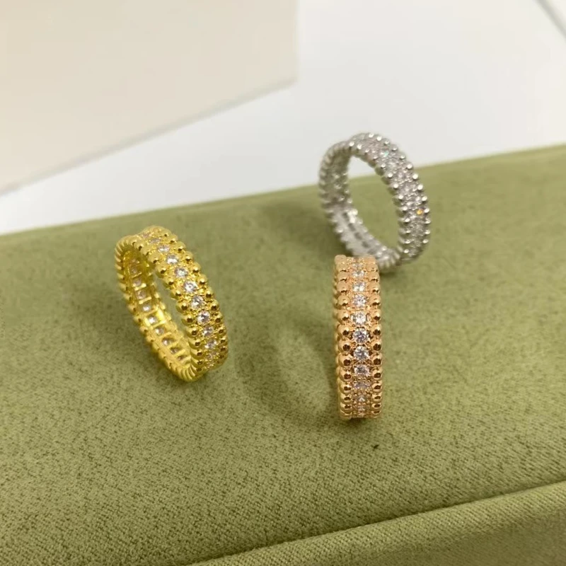

Hot selling 925 sterling silver round edge bead diamond ring for women's banquet luxury gift classic fashion brand jewelry