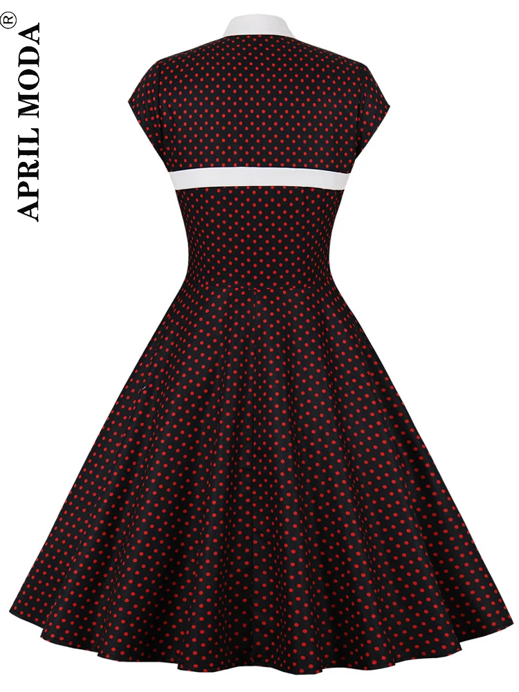 開催中セール一覧 Vintage Print Dot Polka Swing Pin 60s 50s Dress Midi Tunic Clothing
