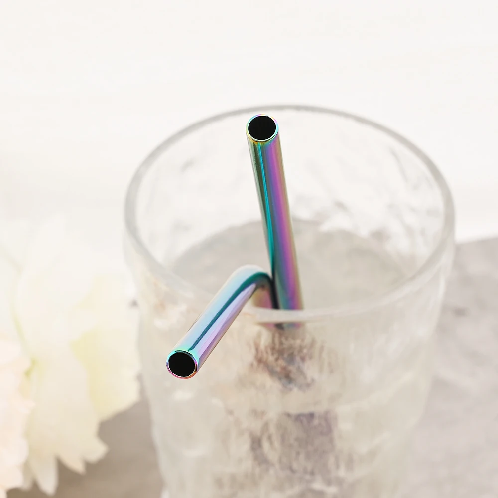 Description Picture 3 of itemGold Reusable Straw 304 Stainless Steel Sharp Straw Metal Drinking Straws with Cleaner Brush for Bubble Tea Smoothie Milkshake