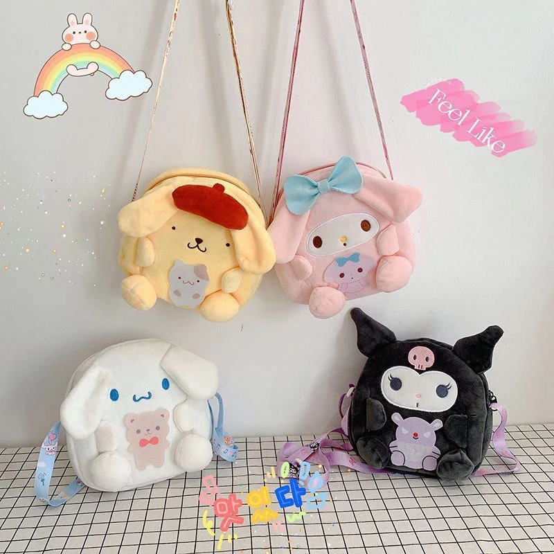 

Новый Рюкзак Kawaii Sanrio Kuromi Cinnamoroll Pompompurin My Melody 산리오 오 милые плюшевые игрушки женская сумка Рождественские подарки на день рождения