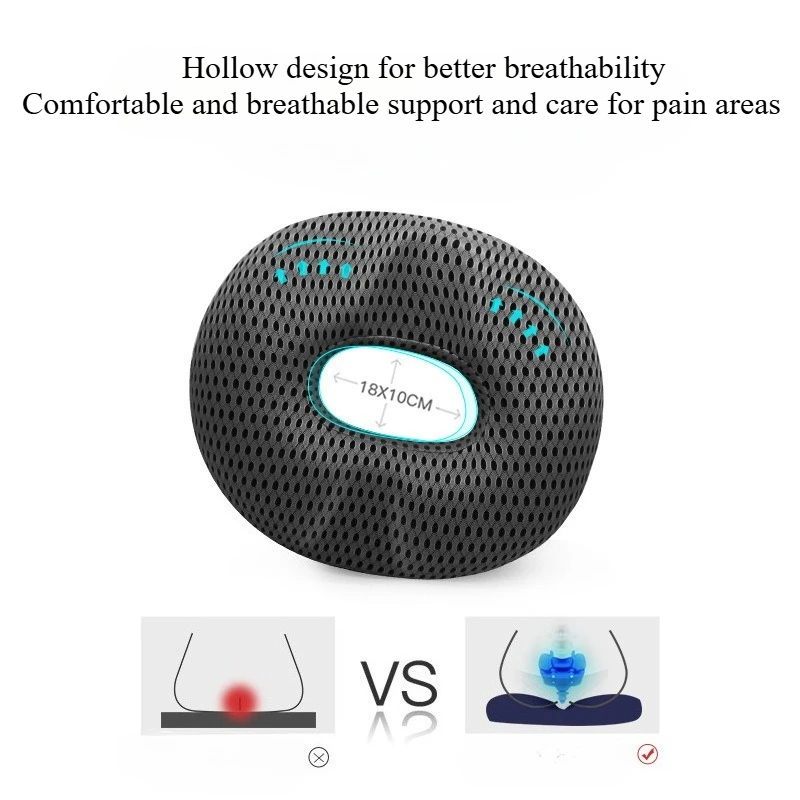 Ergonomic Memory Foam Donut Seat Cushion,Anti-Hemorrhoid, Tailbone Support Pillow with Non-Slip Base,Removable Cushion