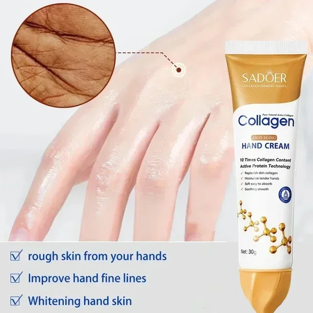 Collagen Anti-wrinkle Hand Cream Anti-drying Anti-crack Moisturise Nourish Dry Skin Softening  Whiten Hand Care Repair Product 6