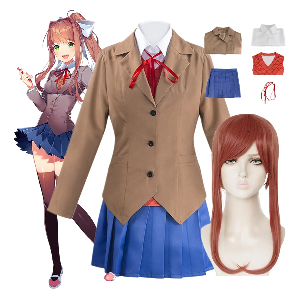 

Anime Doki Doki Literature Club Monika Cosplay Sayori Yuri Natsuki Cosplay Costume School Girl Women Uniform sexy costume