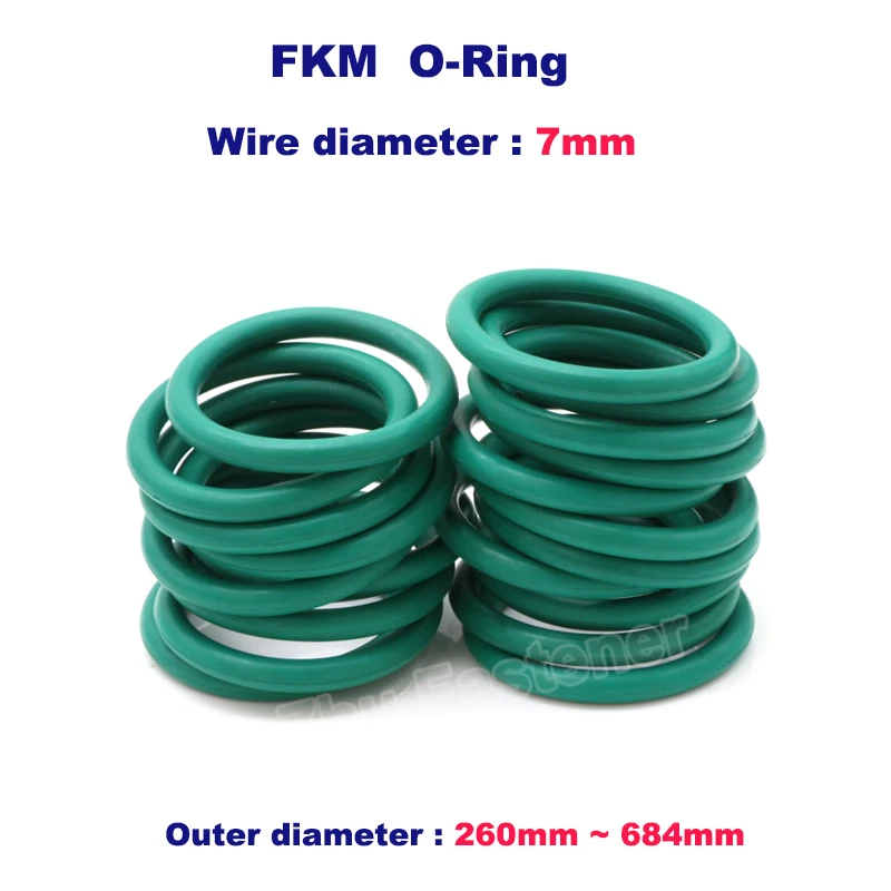 1pc CS 7mm FKM O Ring Fluorine Rubber Oil Seal Washer Gasket Fluororubber O-Rings Sealing Ring OD 260-684mm
