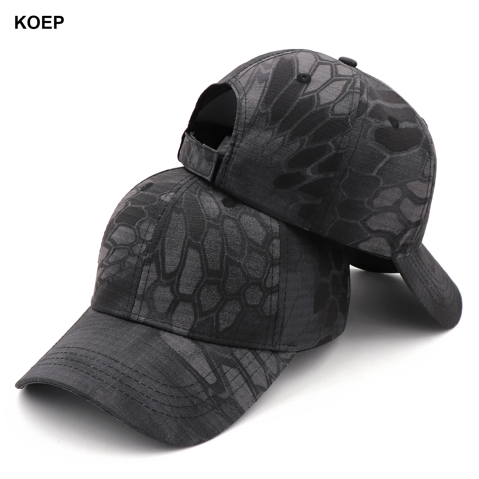 Baseball Caps Baseball Cap Outdoor Fishing Jungle Black Python Camouflage Cotton Dad Snapback Biomimetic Camo Hats KOEP KBKP2
