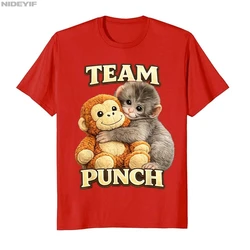 Cute Monkey Punch Panchi Kun Japan Baby Team Meme T - Shirt - 100% Cotton Short Sleeve Top - XS (RED P897)