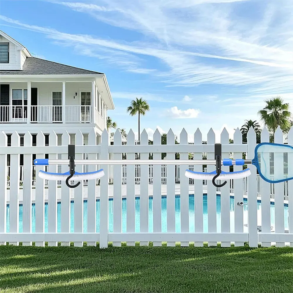 Metal Pool Tool Organizer Hooks for Pool Pole Brush Leaf Skimmer