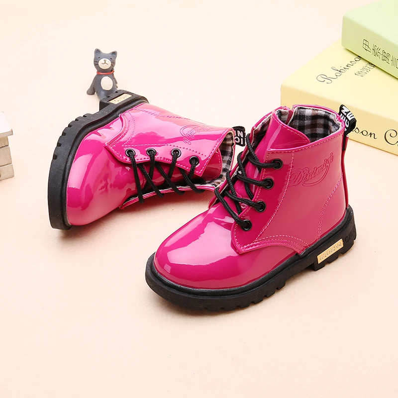 Children's Winter Waterproof Plush Boots - PU Leather Casual Snow Sneakers