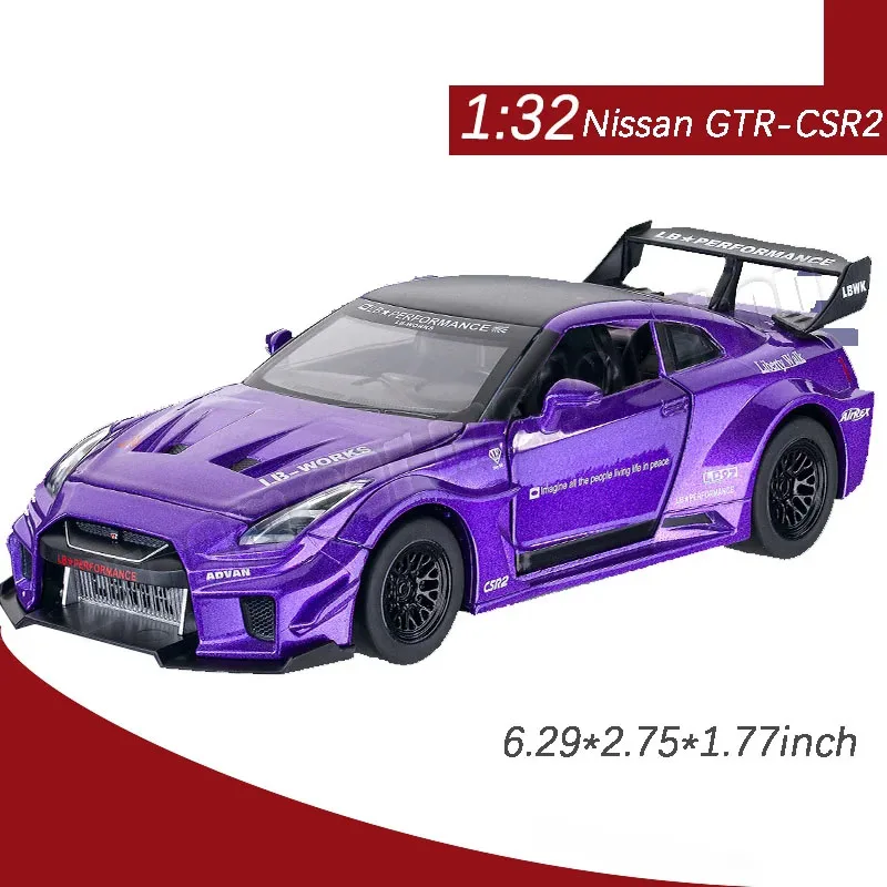 

1:32 Nissan GTR-CSR2 -R Alloy Car Model Children's Toy Living Room Decor Holiday Gift Sports Diecast Model Car Wholesale