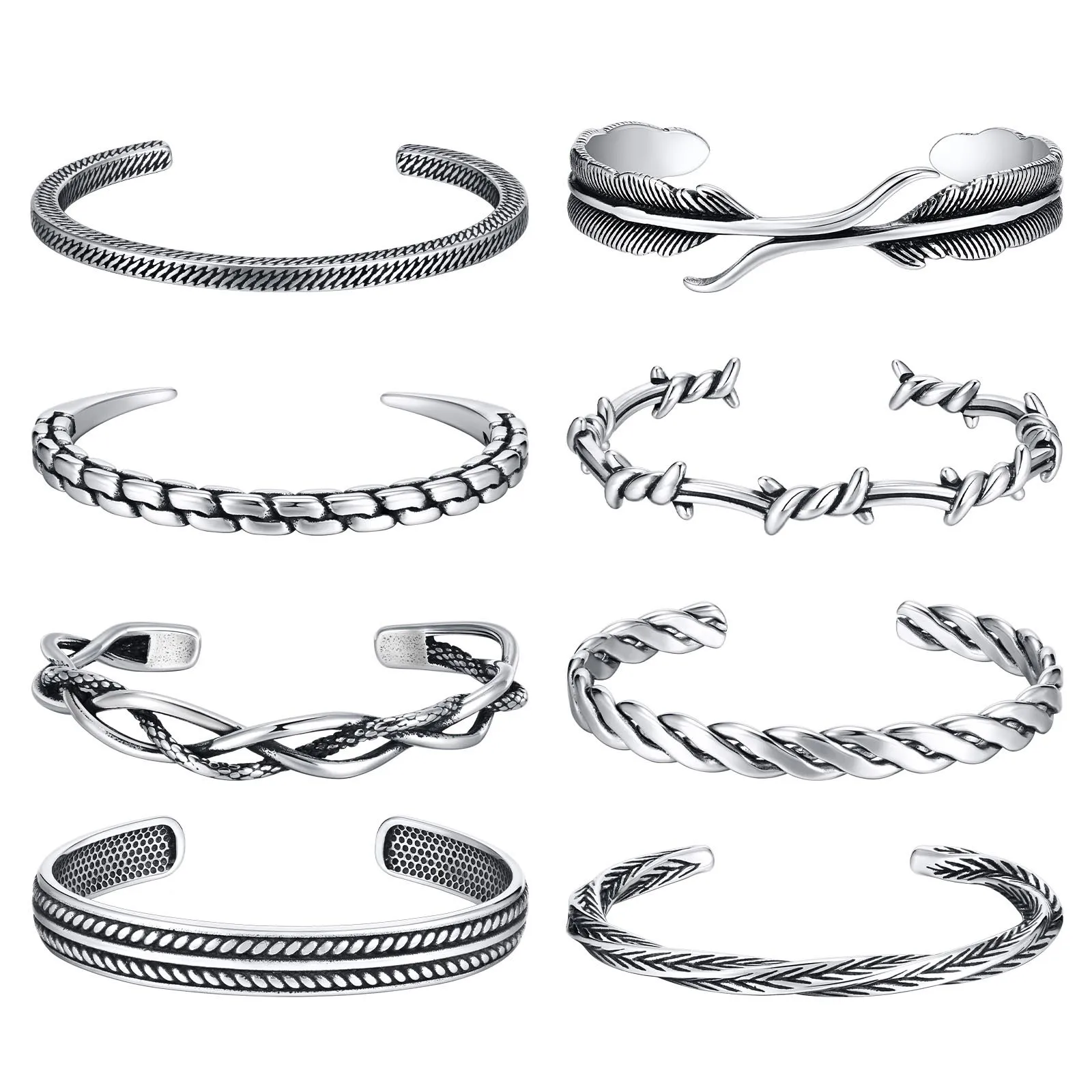Men's Retro Cuff Bangle Twisted Chain Stainless Steel Bracelets Valentine's Father's Day Birthday Party Gifts stainless steel bracelet metal bracelet