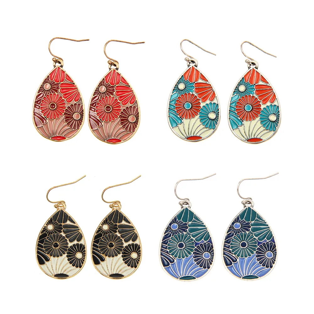 

Shineland 2023 Fashion Enamel Drop Earrings 4 Colors Plated Trendy Water Dangle Earrings For Women Statement Earrings Jewelry