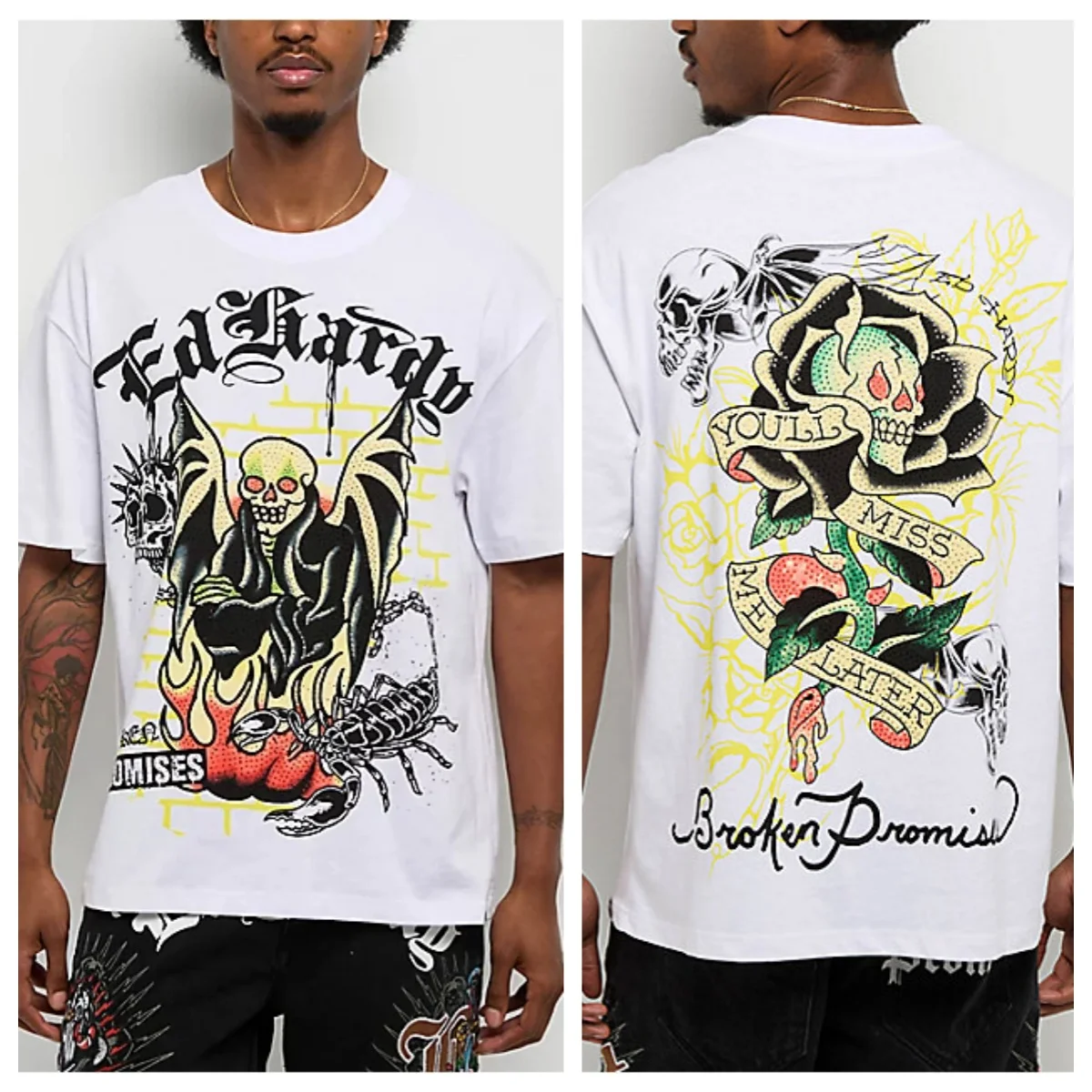 T-shirt in cotone con grafica di tendenza streetwear da uomo e donna, con stampa tatuaggio Tigri, stile streetwear estivo - immagine 3