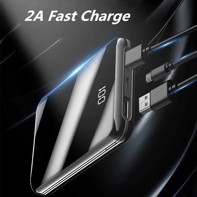 30000mAh Mini Two-way Fast Charging Power Bank Portable Digital Display Mirror Design External Battery for Huawei lPhone xiaomi 6