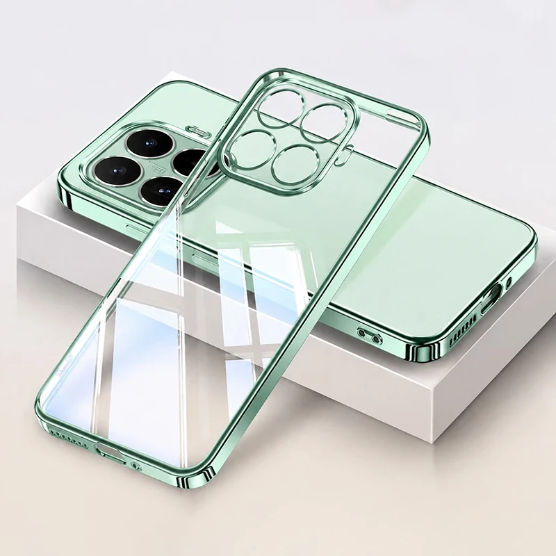 Transparent Silicone Phone Case with Camera Protection - Plating Finish and Soft Back Cover