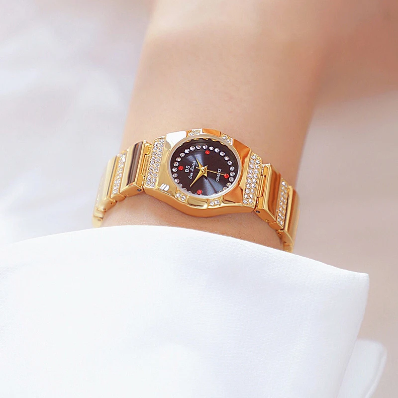 Fashion Women Watches Luxury Brand Diamond Gold Female Bracelet Wristwatch Crystal Elegant Small Dial Ladies Watch Free Shipping