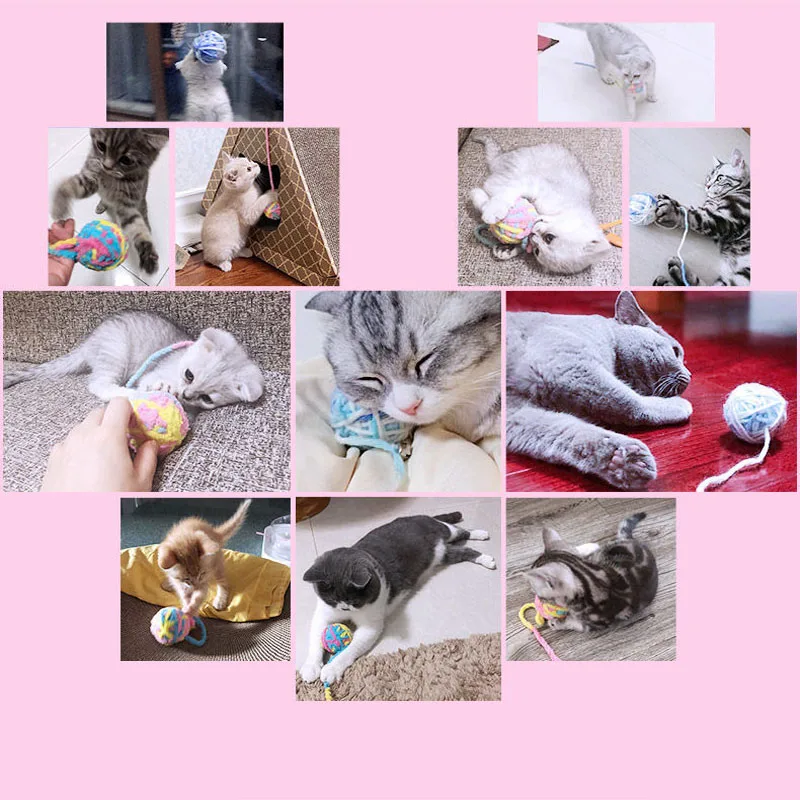 1pc Color Funny Cat Toy Ball With Tail Cat Accessories Pet Supplies Wool Dog Toys Dog Accessories Plush Pet Shop All For Dogs