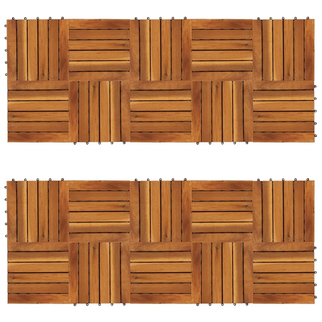 

20 pcs Decking Tiles, Acacia Wood Decking Boards & Flooring, Home Decoration Vertical Pattern 30 x 30 cm