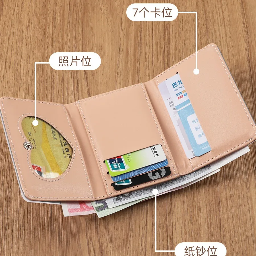Cartoon Lilo & Stitch Short Wallet Disney Kawaii Pattern PU Leather Wallet for Women Multi-card Slot Card Holders Mini Purse