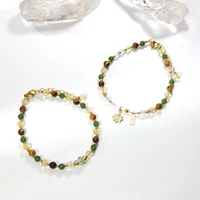 Lii Ji Natural Hetian Jade Tiger's Eye Citrine 4mm American 14K Gold Filled Charms Handmade Bracelet