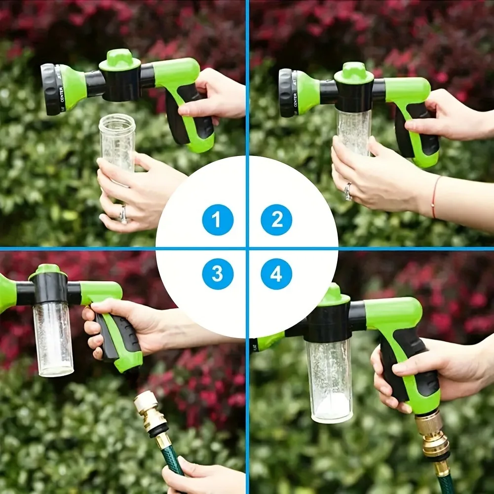 8 Function Foam Water Gun for Dogs for Garden Watering, bath showerhead,handheld toilet spray gun