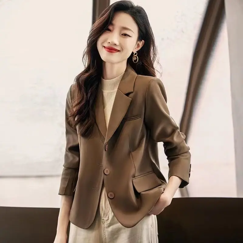 Petit blazer boutonnage simple pour femme veste courte slim manteau imbib document uni l gant caf printemps automne nouveau 2023