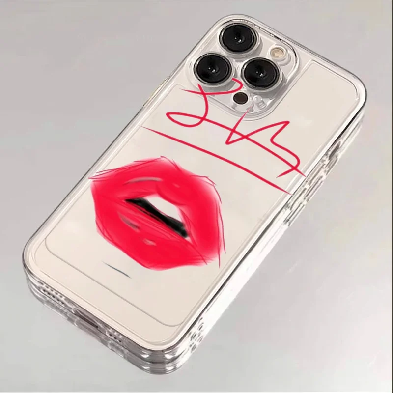 Coque souple à lèvres rouges pour Xiaomi, coque ultra transparente, fille sexy, Mi 12S 11 Ultra 11i 10T Lite 10S 10 Redmi Note 8 7 Pro K30 K40 K50 K60