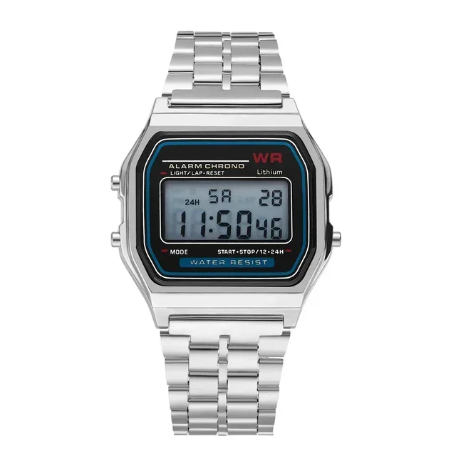 Retro Square Electronic Watches Digital Display Women Men Watch Rose Gold