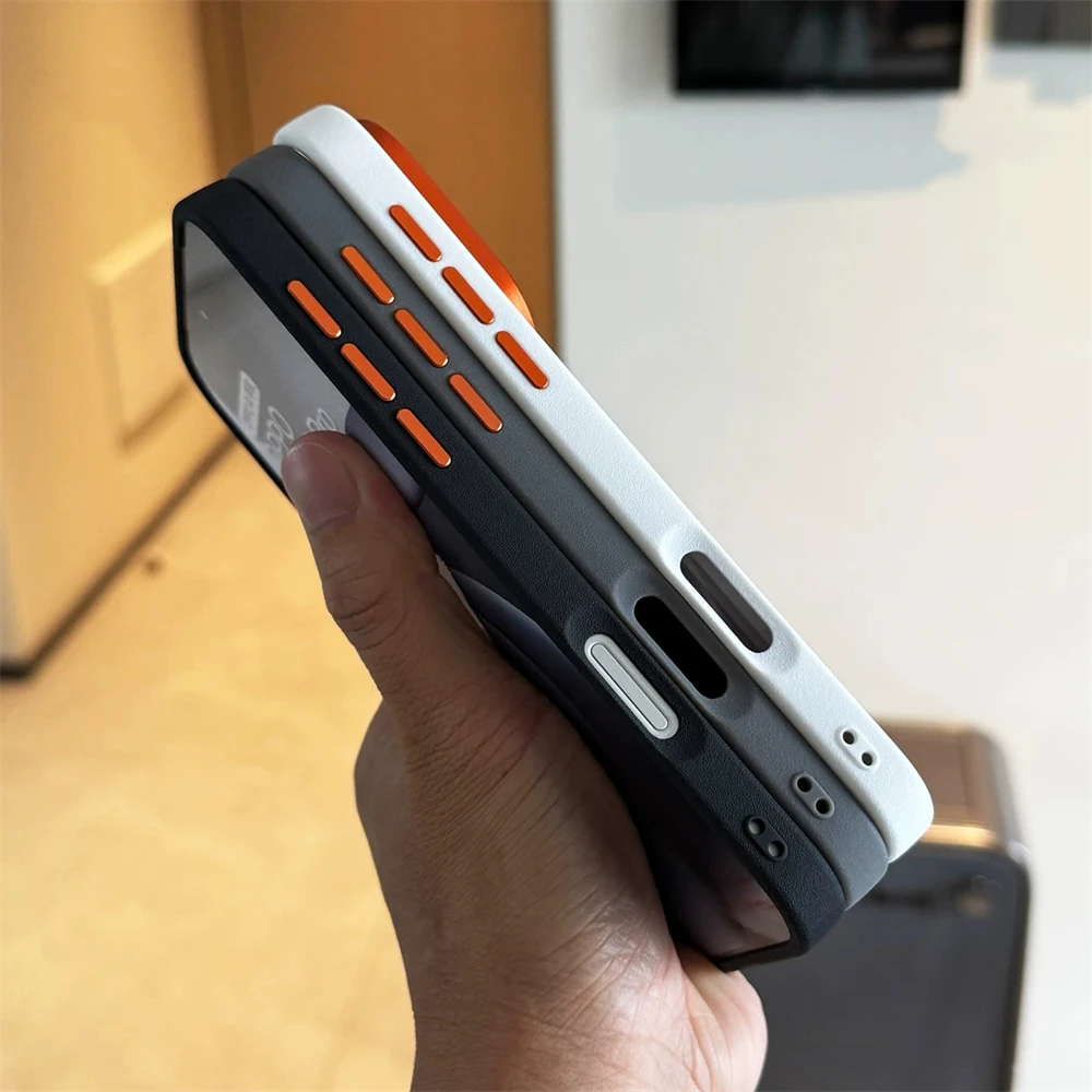 360° Rotating Ring Bracket PU Leather Magnetic Wireless Charging Case