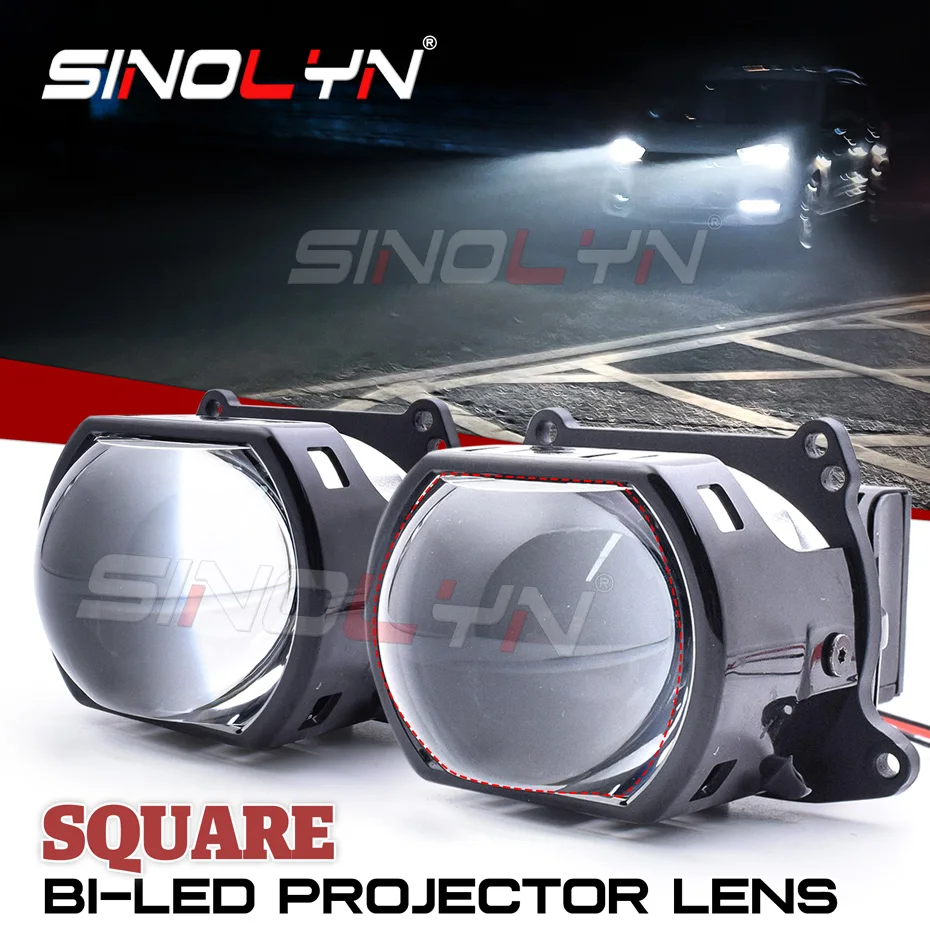 Sinolyn Bi LED Projector 14100LUX 3 Inch Square LED Lenses For Hella ...