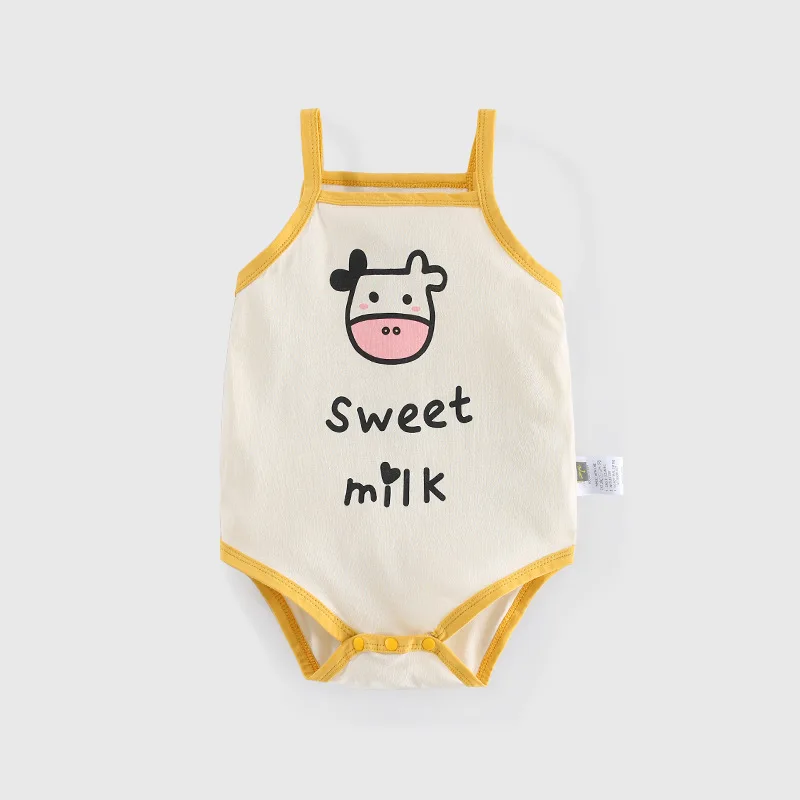 Warm Baby Bodysuits  Sleeveless suspenders Baby summer clothes Korean style baby girl boy clothes Cartoon baby bodysuit Body suit Infant clothes black baby bodysuits	 Baby Rompers